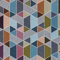 6447-15 Stoff Muster Braun-Blau-Grün-Rosa