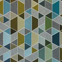 6447-35 Stoff Muster Blau-Grün-Grau