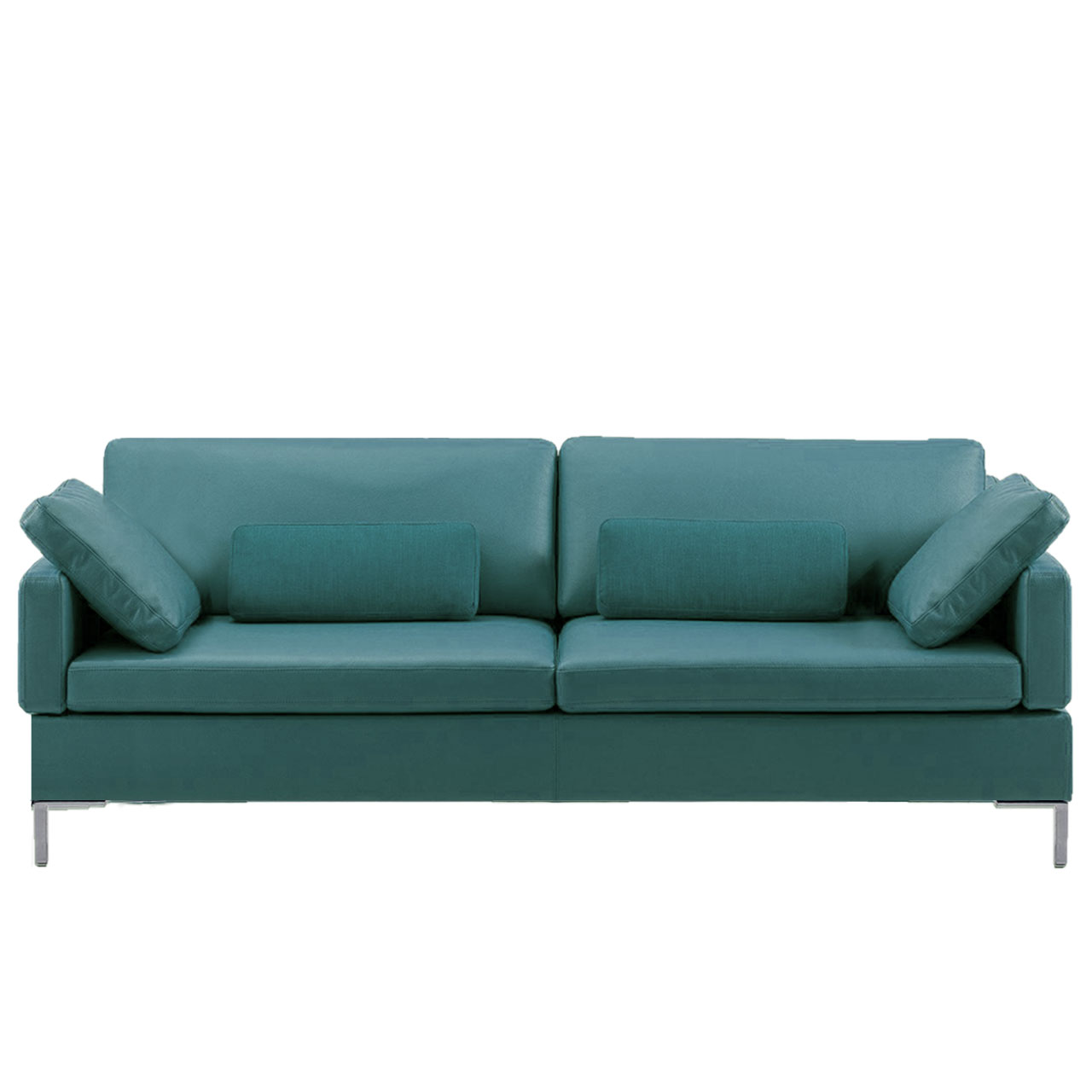 Grünes Sofa mit vier Sitzplätzen.