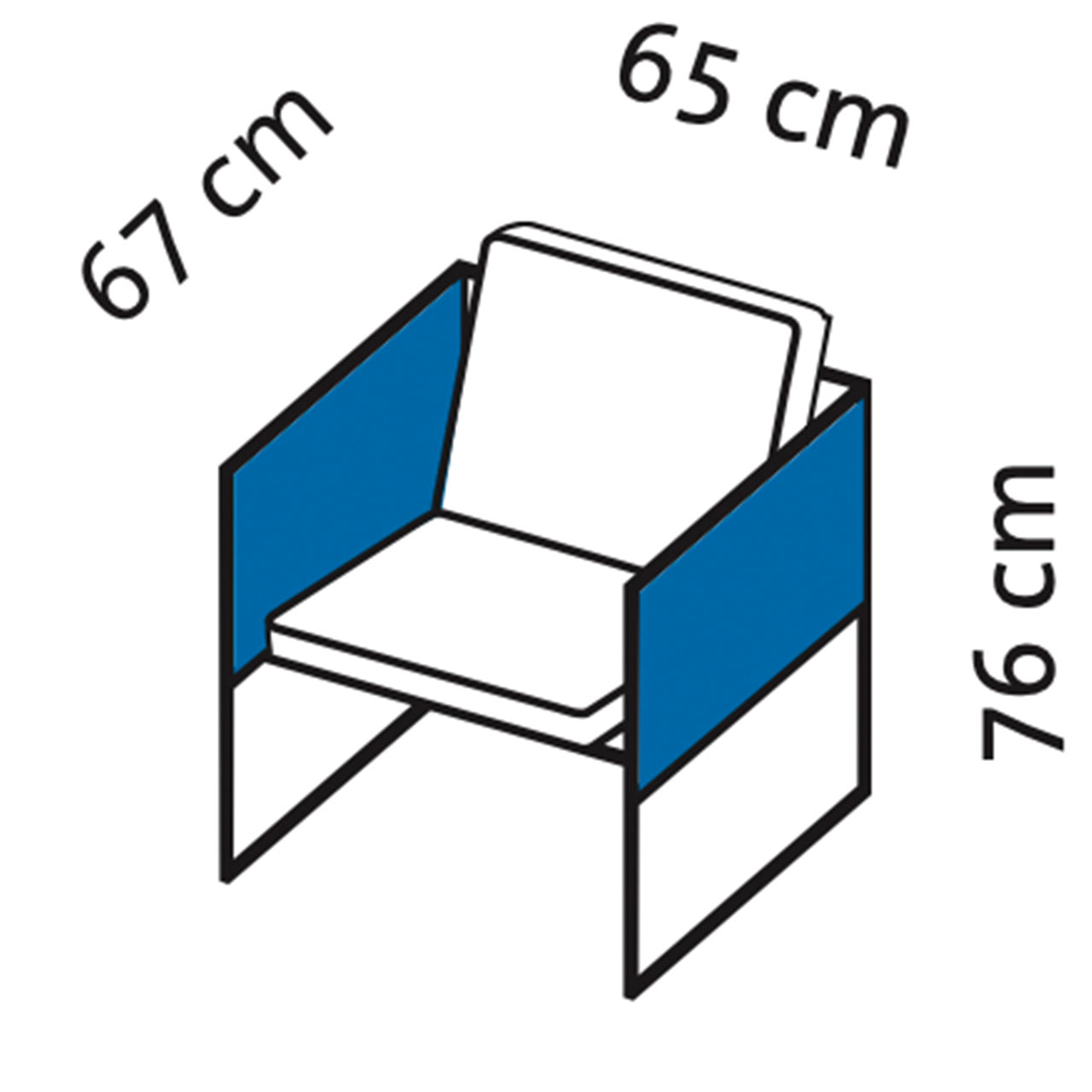 Maßzeichnung für den Sessel grace 68012.