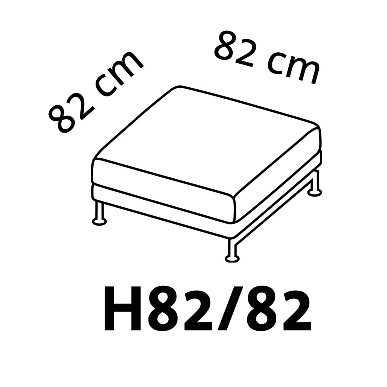 Maßzeichnung brühl moule large Hocker quadratisch