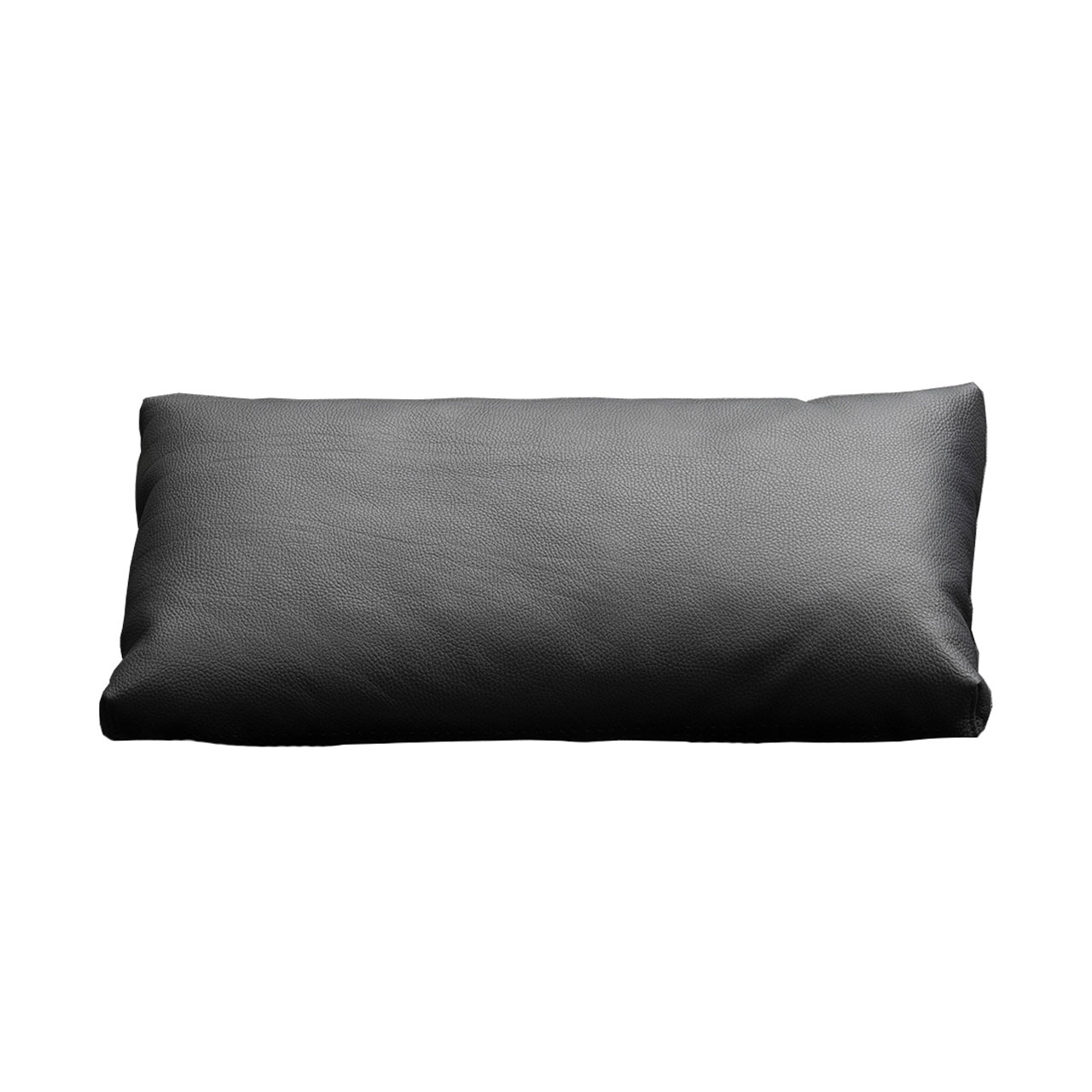 Rechteckiges Kissen in schwarzem Leder.