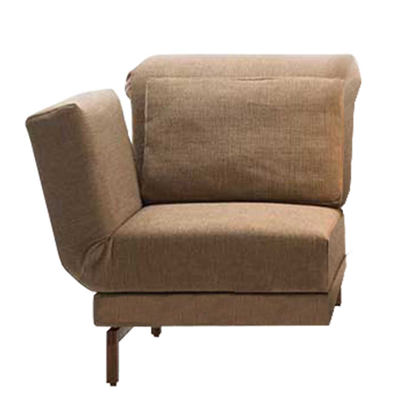 Eckelement für Polstergarnitur der Serie brühl moule medium in braunem Leder mit Holzkufen.