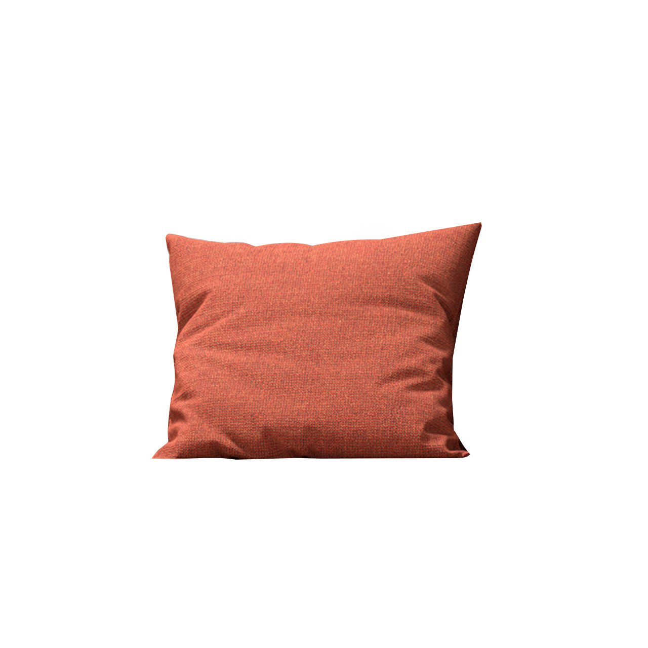 Quadratisches Kissen mit rötlichem Stoffbezug