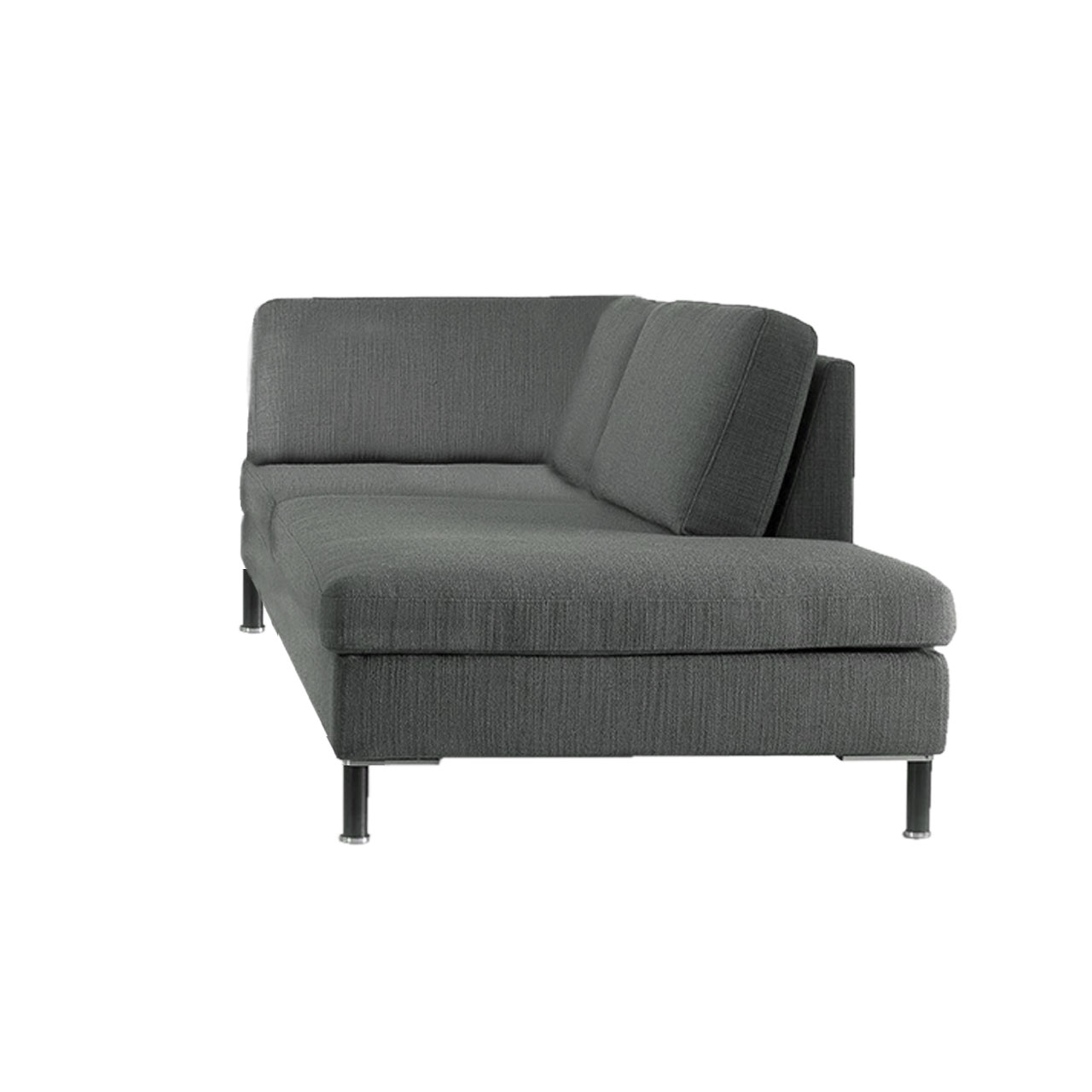 Grauer Openend mit Füßen in schwarz pulverbeschichtet.