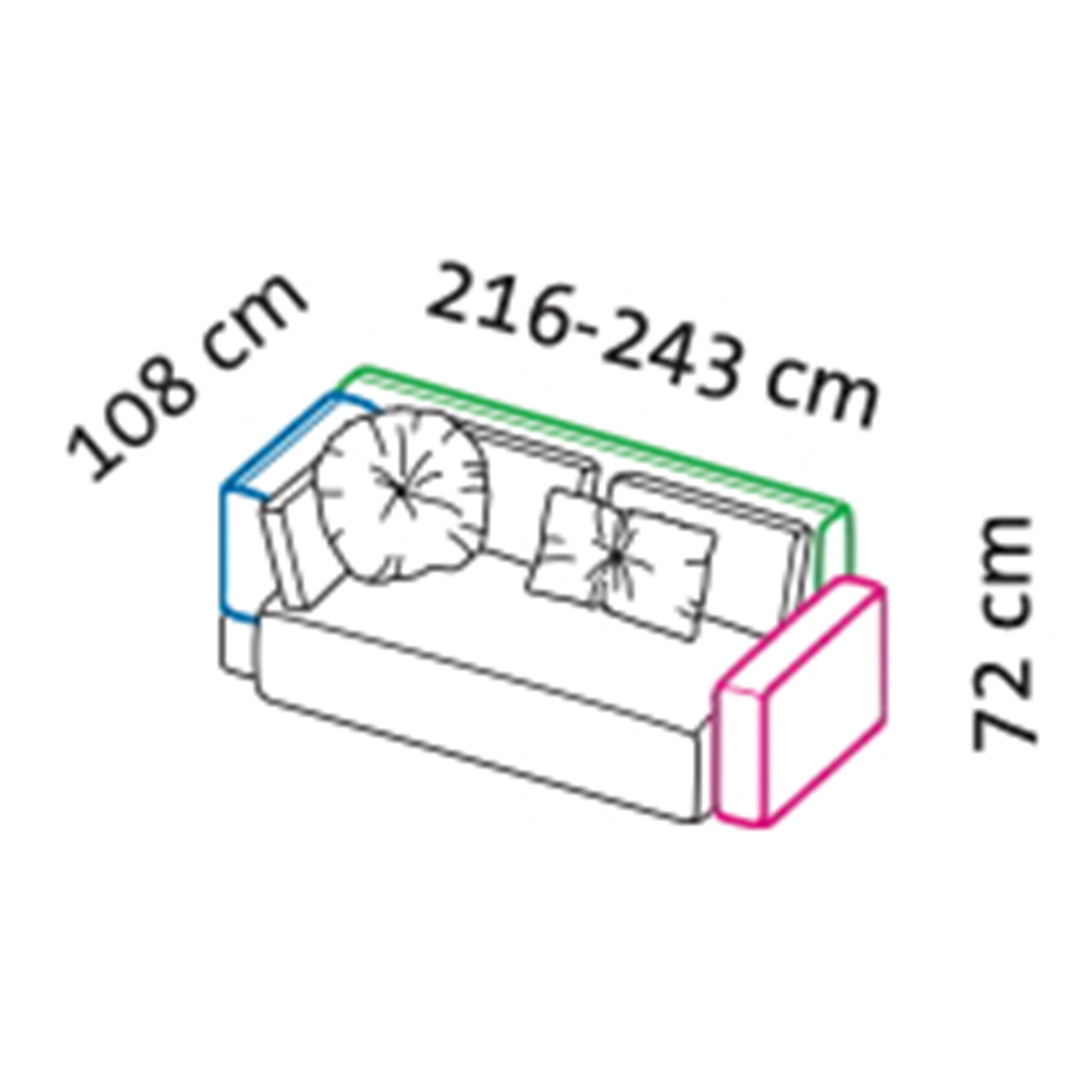 Maßzeichnung brühl piano Sofa