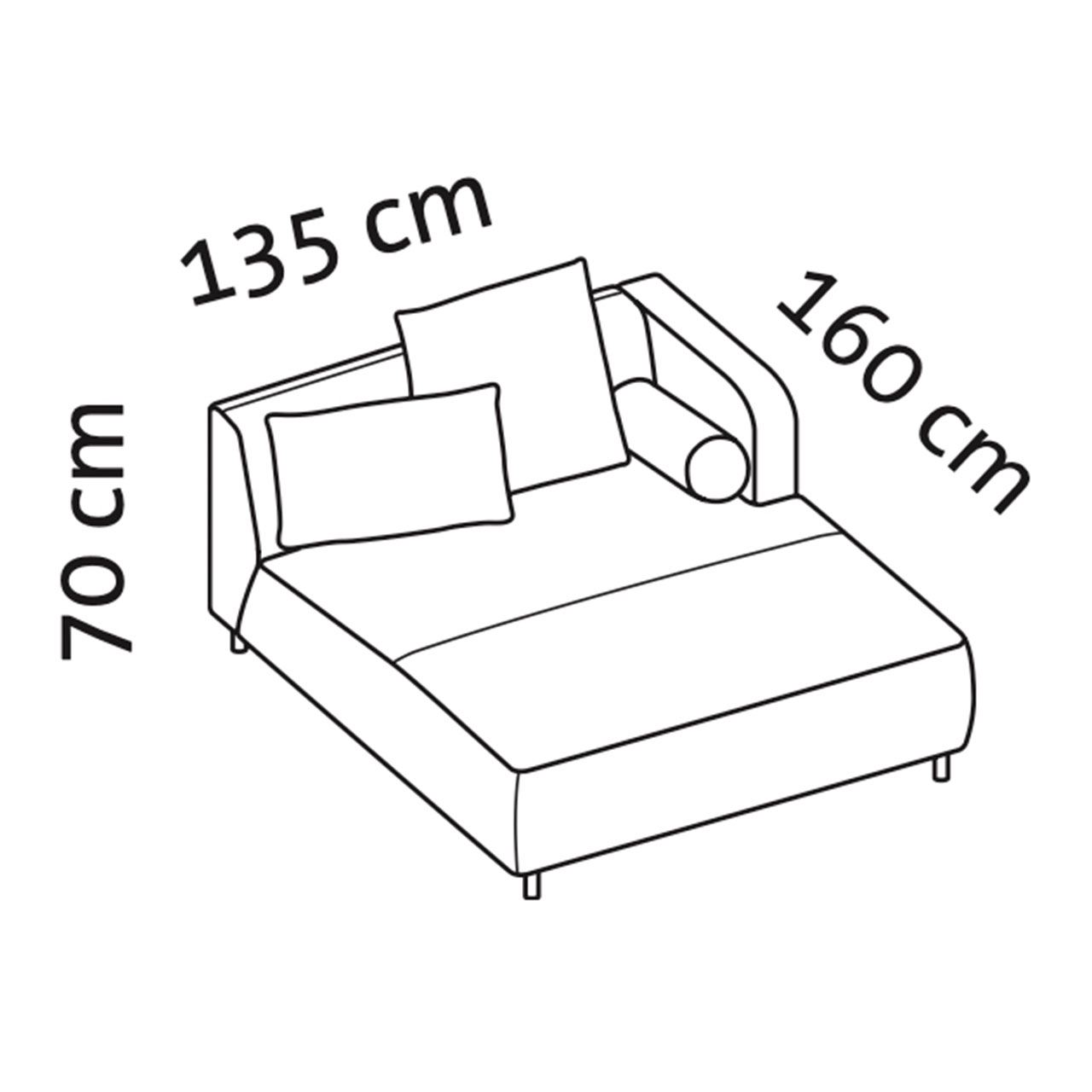 Maßzeichnung brühl aoyama Longchair