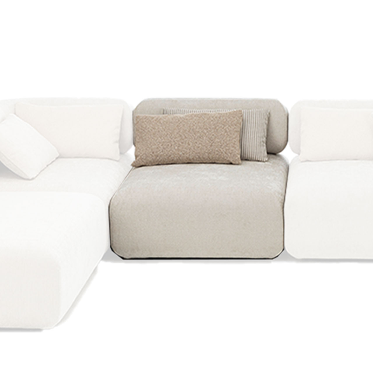 Beiges Einzelelement extra tief mit Rückenlehne.