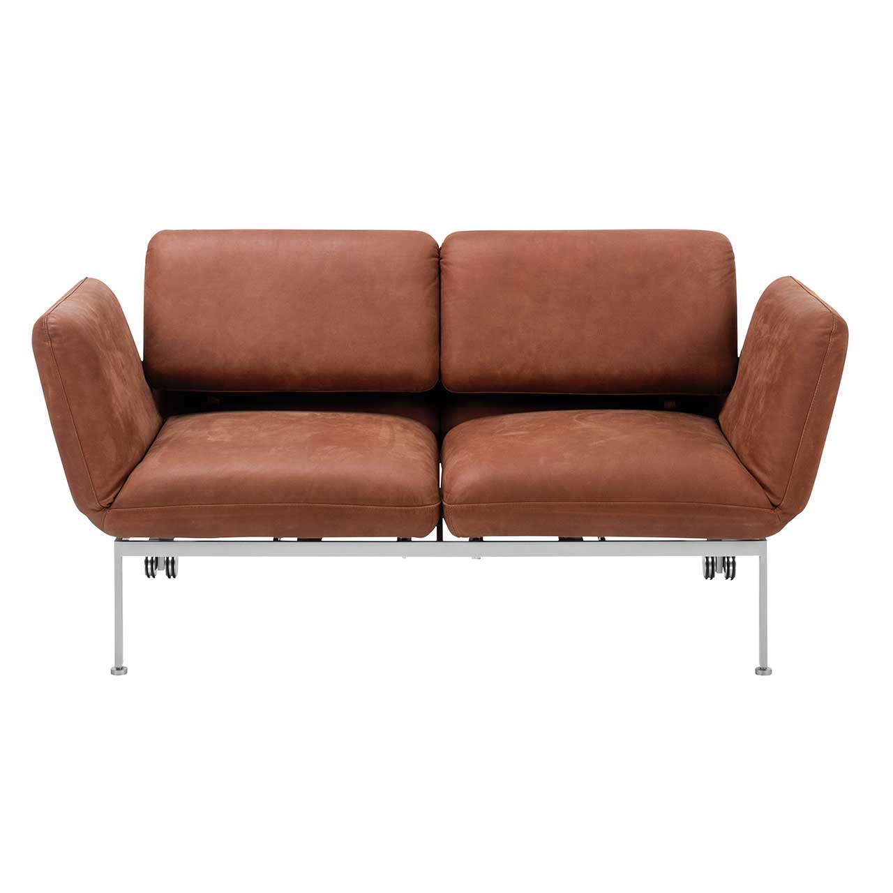 Zweisitziges Sofa der Serie roro small classic in braunem Leder.