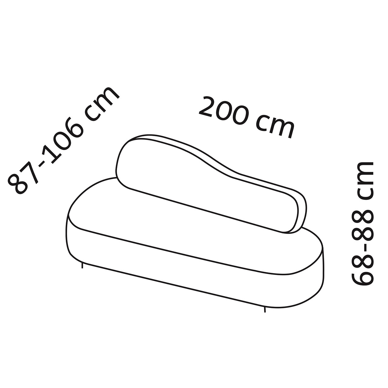 Maßzeichnung brühl mosspink Sofaliege