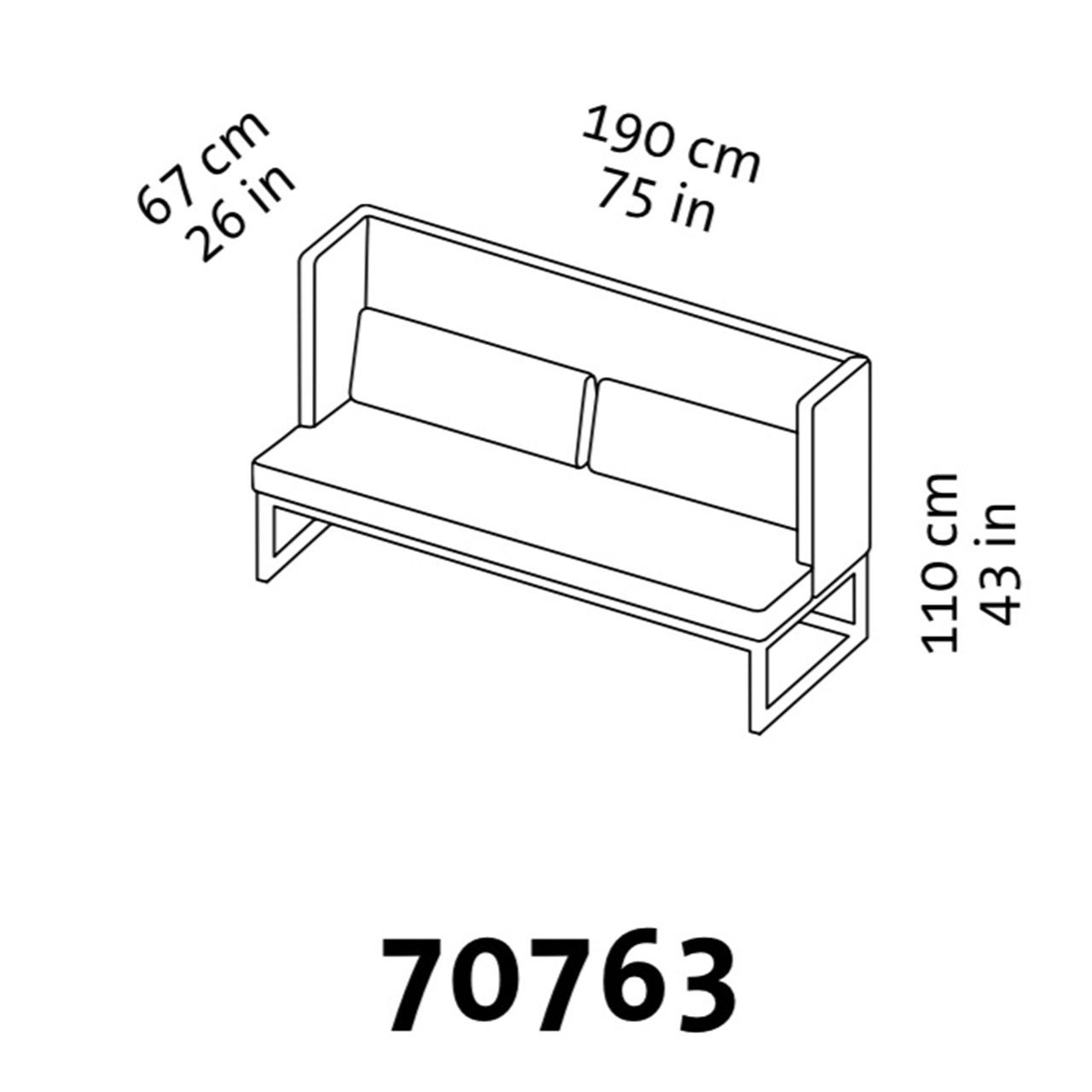Maßzeichnung brühl belami high Polsterbank