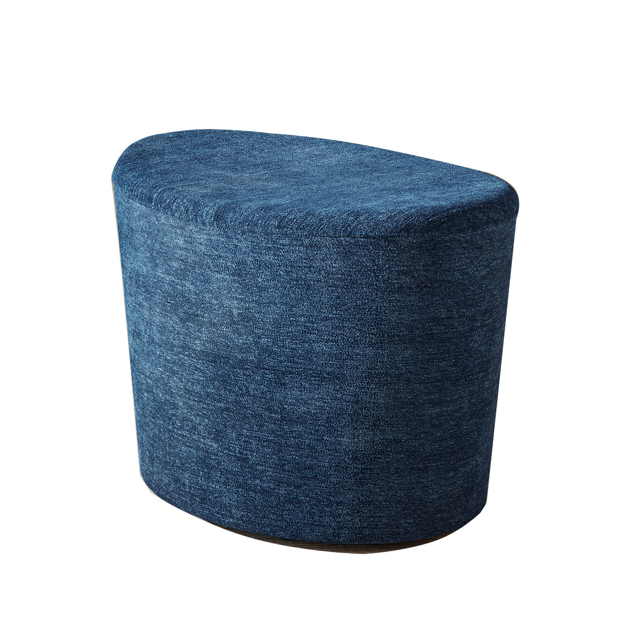 Ovaler Hocker als Block aus blauem Stoff