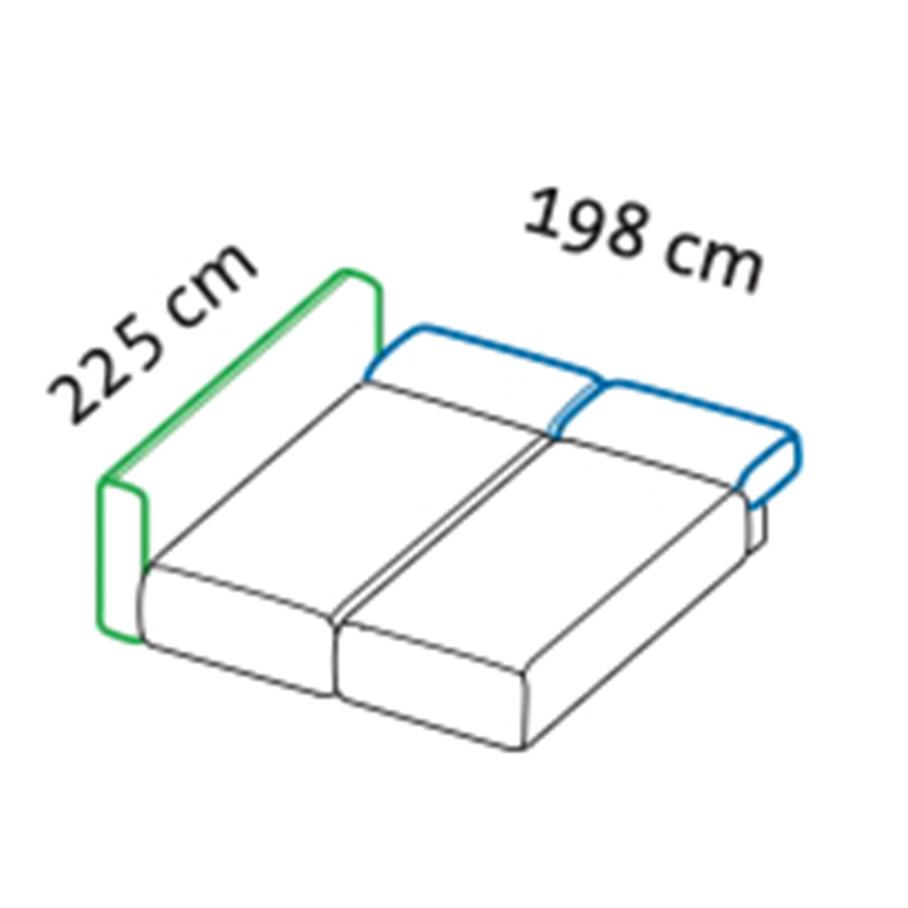 Maßzeichnung brühl piano Ecksofa