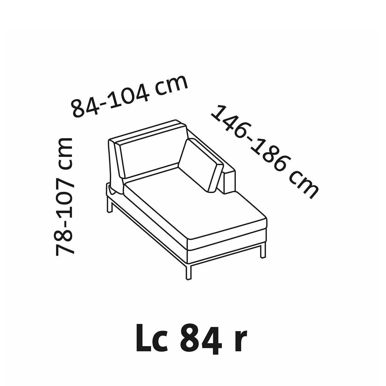 Maßzeichnung brühl tomo compact Longchair