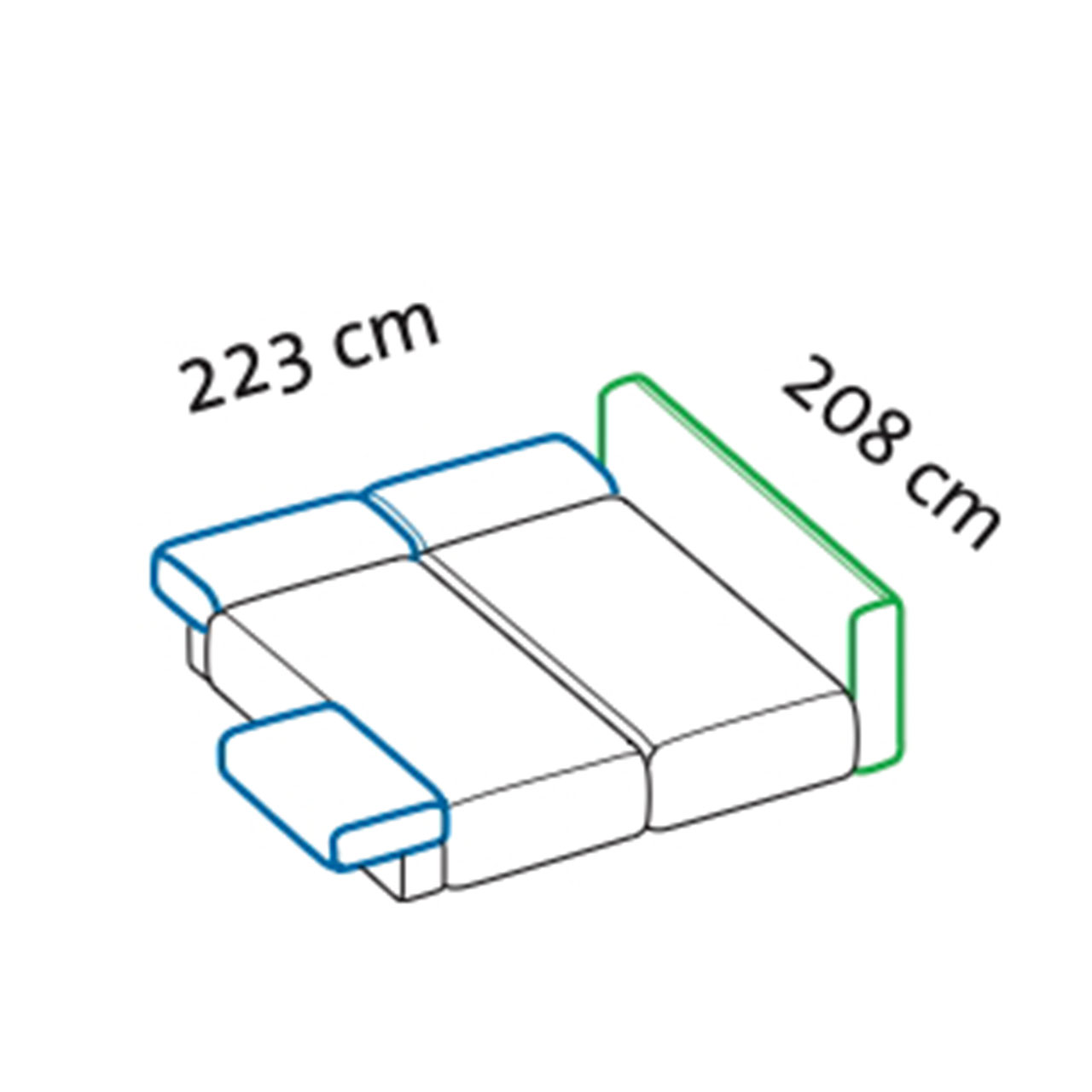 Maßzeichnung brühl piano Ecksofa