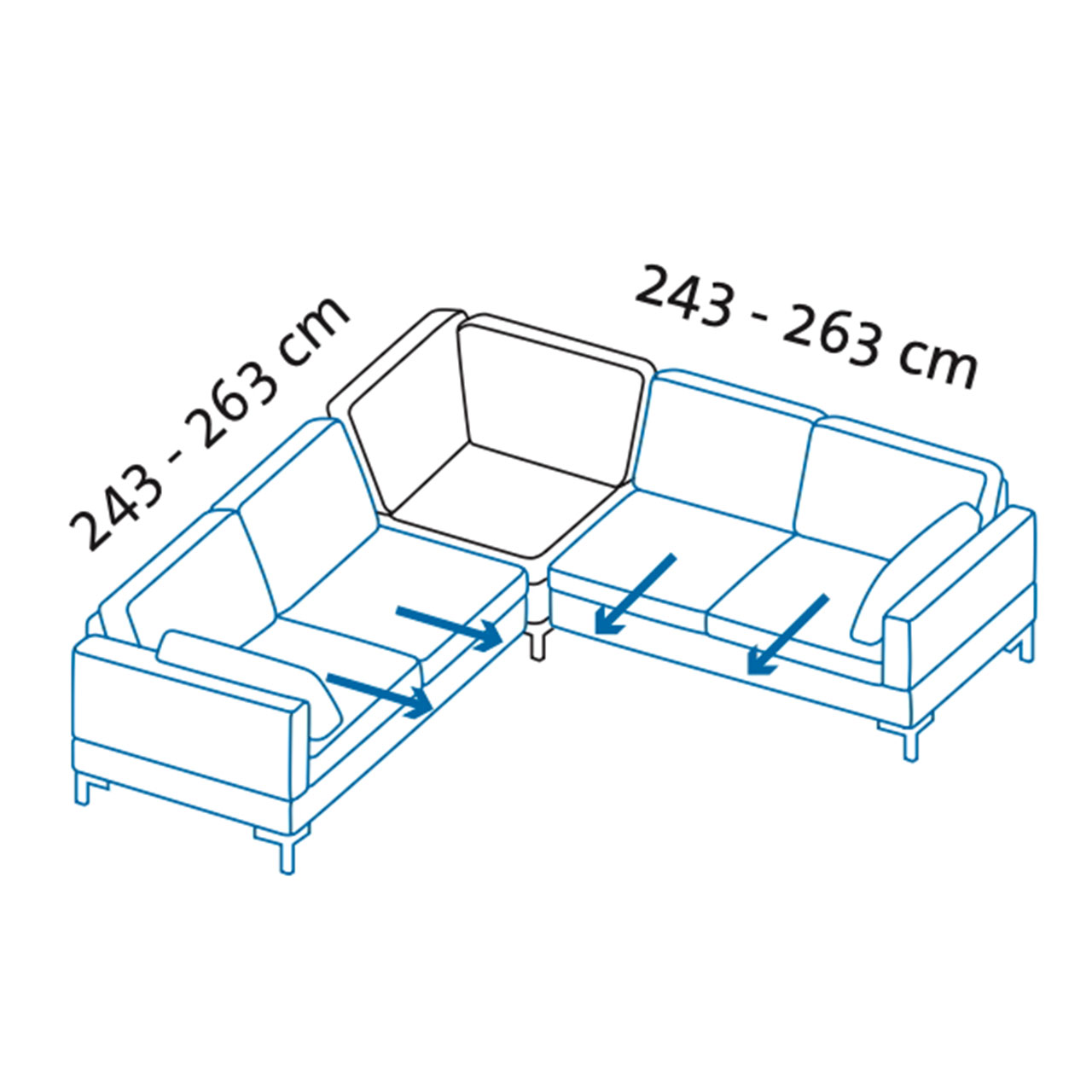 Maßzeichnung alba Garnitur W1 + E + W2