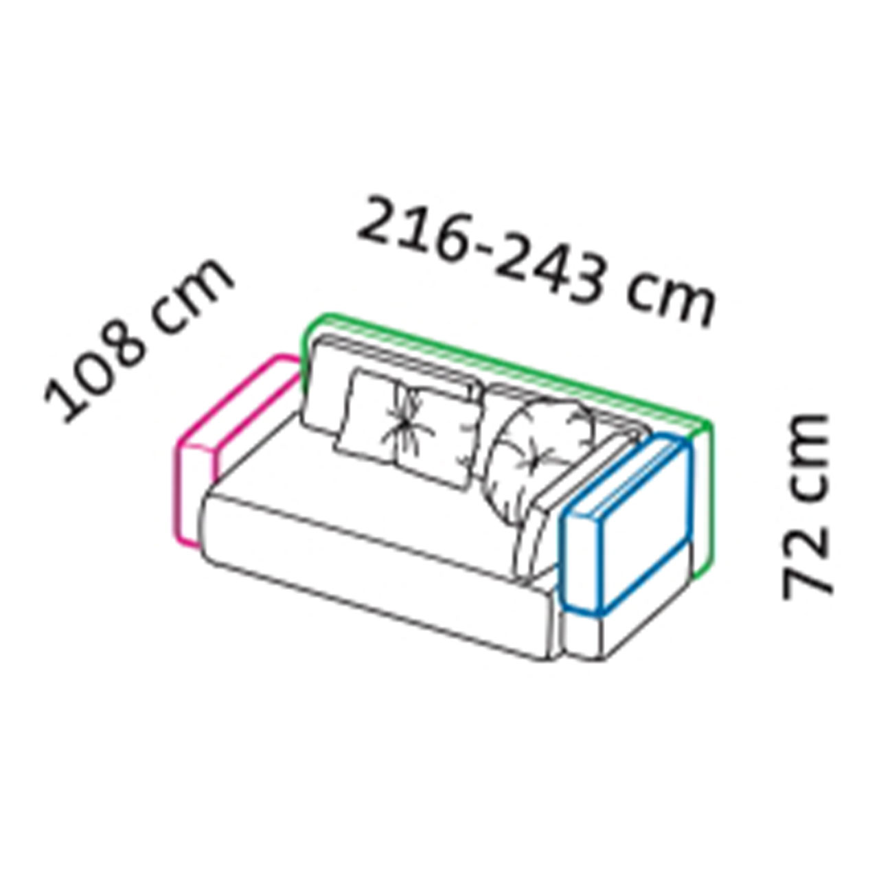 Maßzeichnung brühl piano Sofa