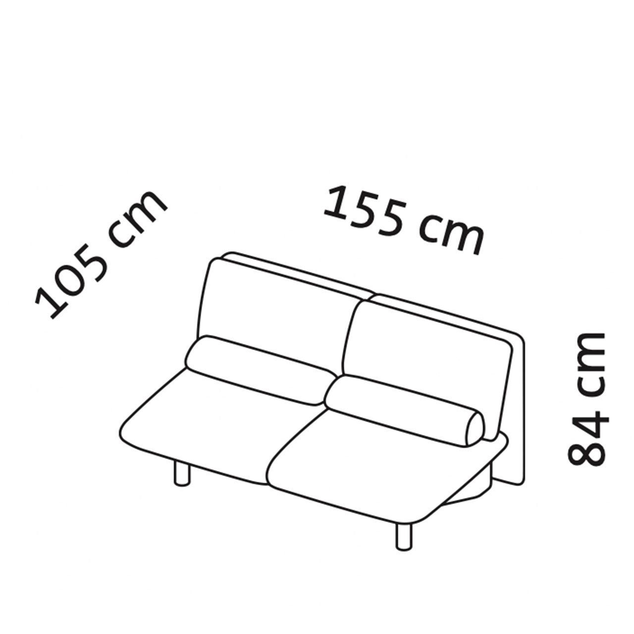 Maßzeichnung für das Sofabett quint 31616.