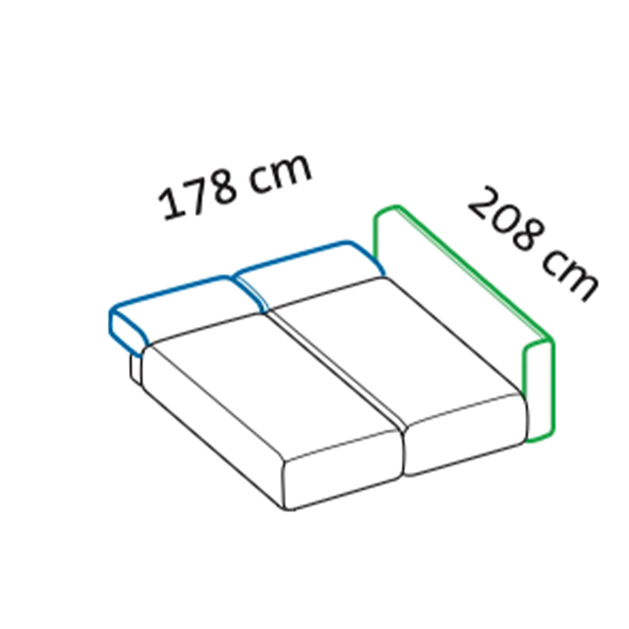 Maßzeichnung brühl piano Ecksofa