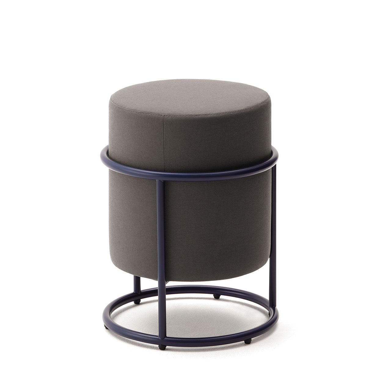 Zylinderförmiger Hocker in rundem Metallgestell