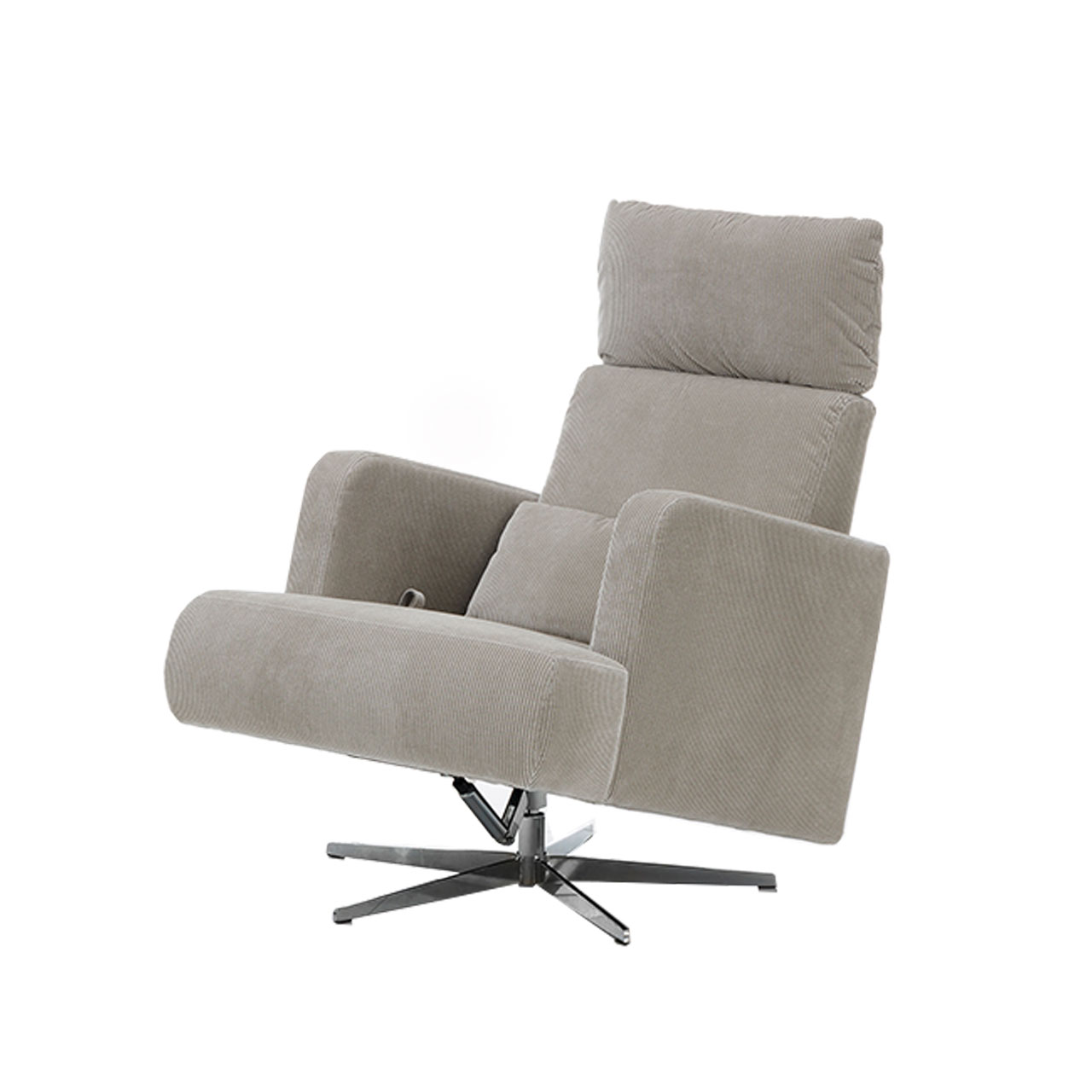 Beiger Hochlehnsessel mit Sternfuß.