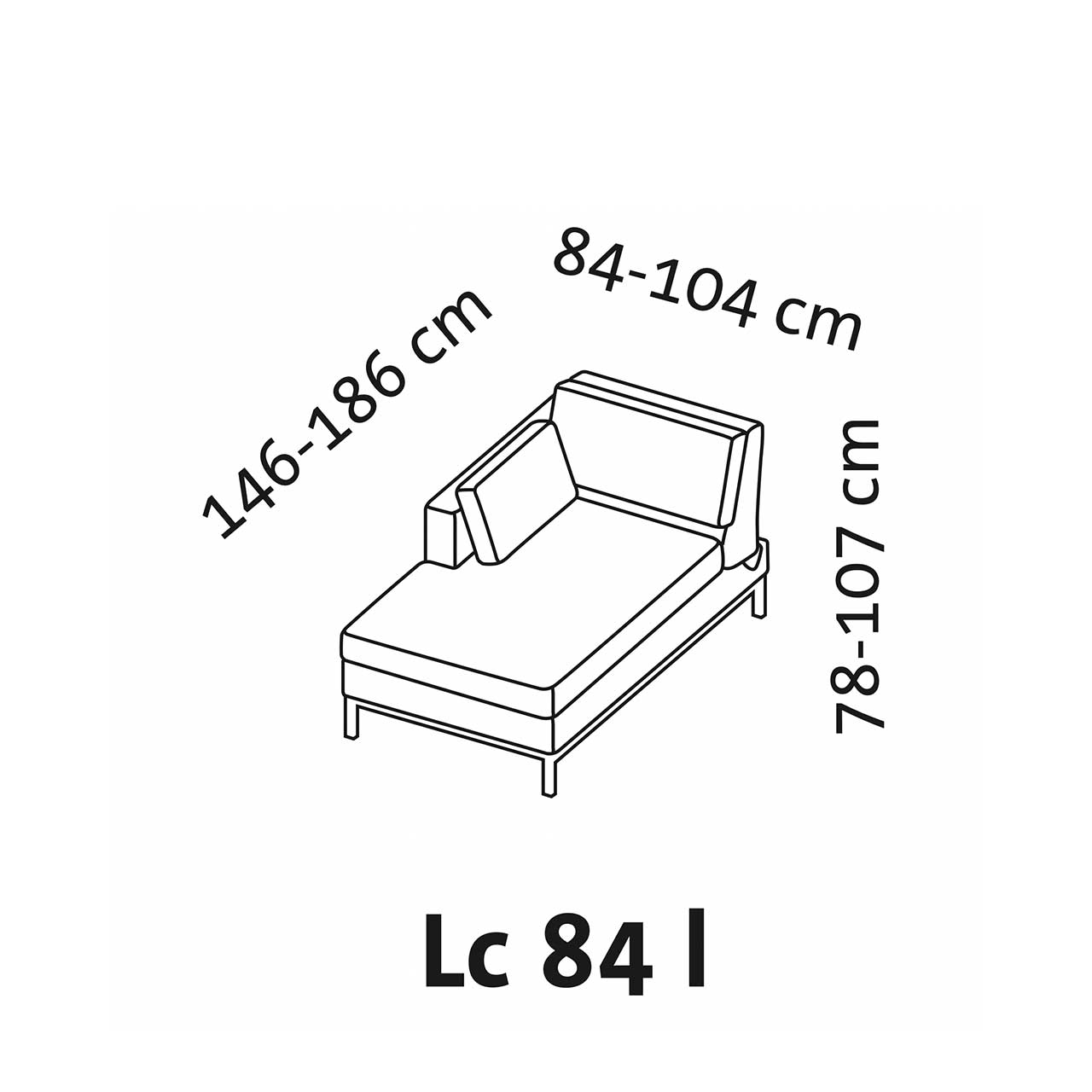Maßzeichnung brühl tomo soft Longchair