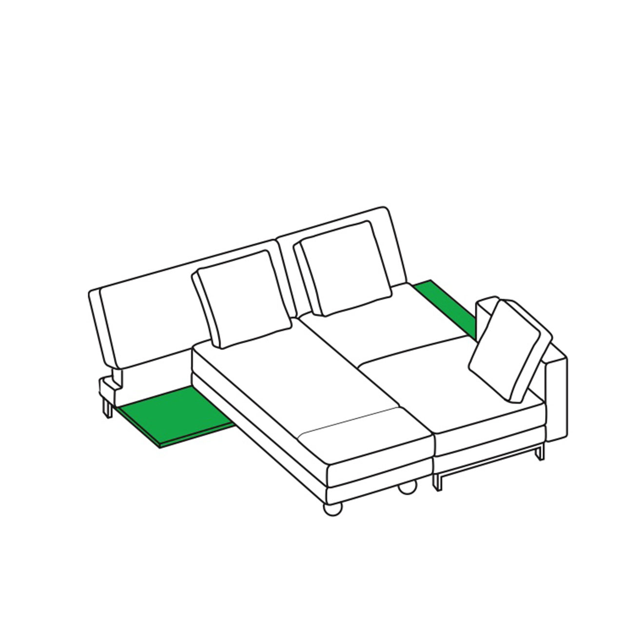 Maßzeichnung brühl four-two compact 68896: Umgestellt zu Liegefläche