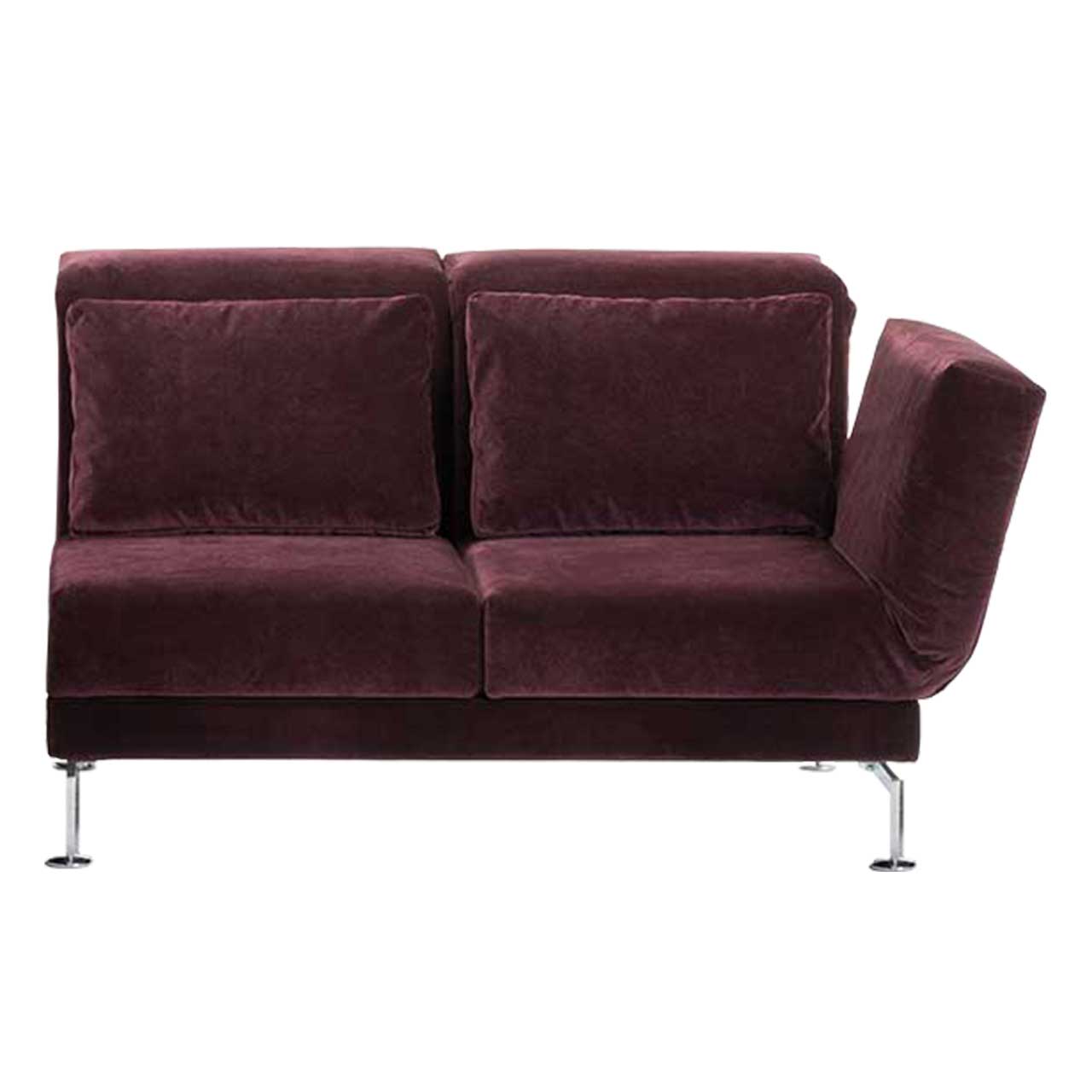 Anstellsessel von brühl moule medium mit 2 Sitzen in bordeauxrotem Stoff mit Armlehne rechts.
