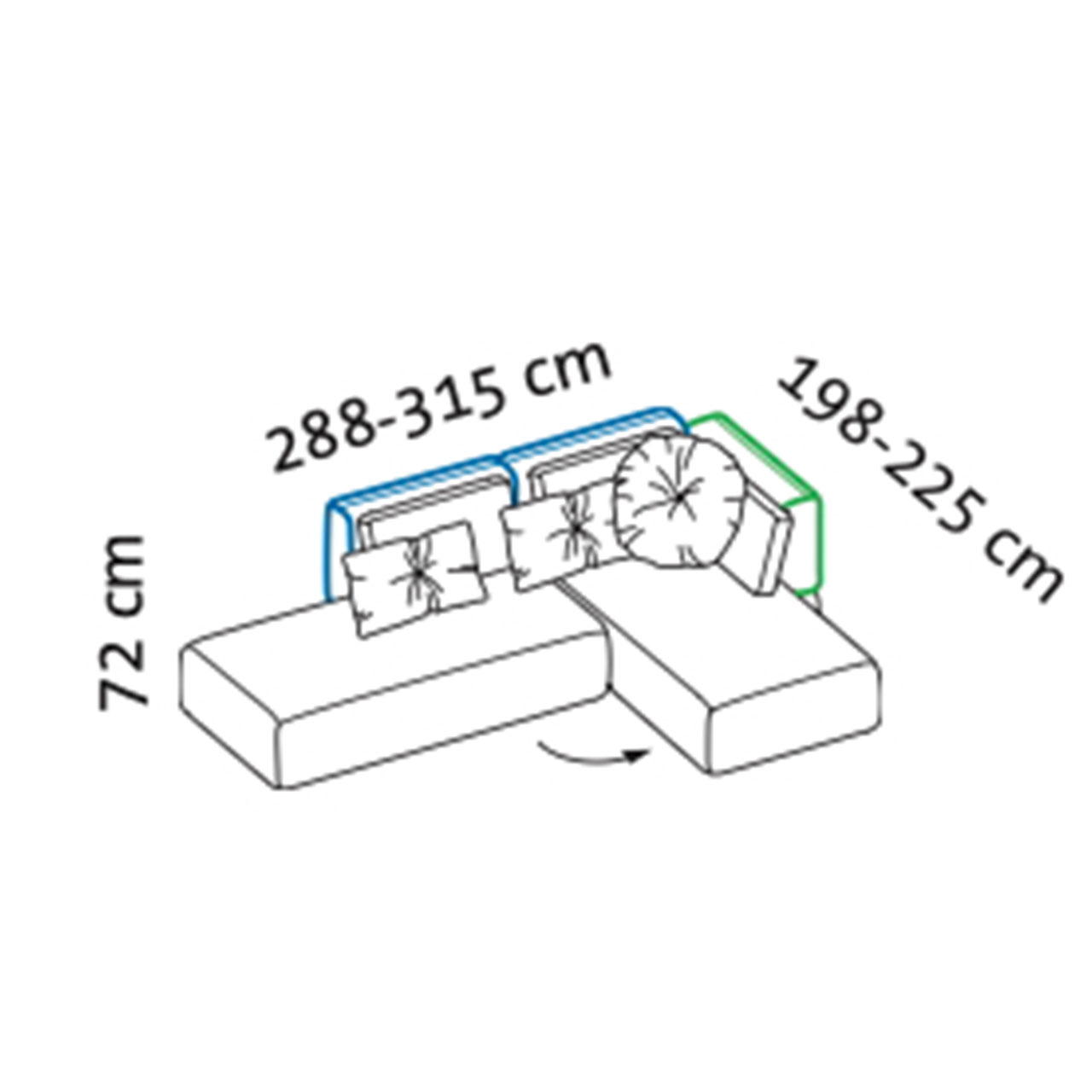 Maßzeichnung brühl piano Ecksofa