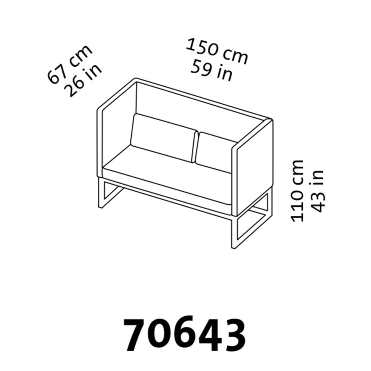 Maßzeichnung brühl belami high Polsterbank