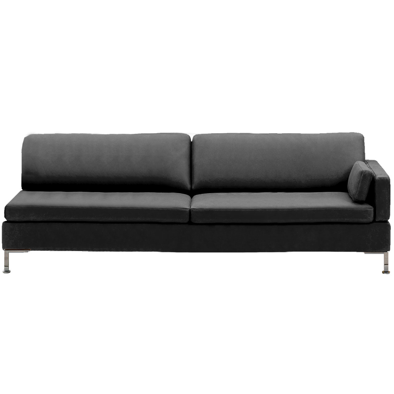 Anstellsofa in schwarzem Leder.