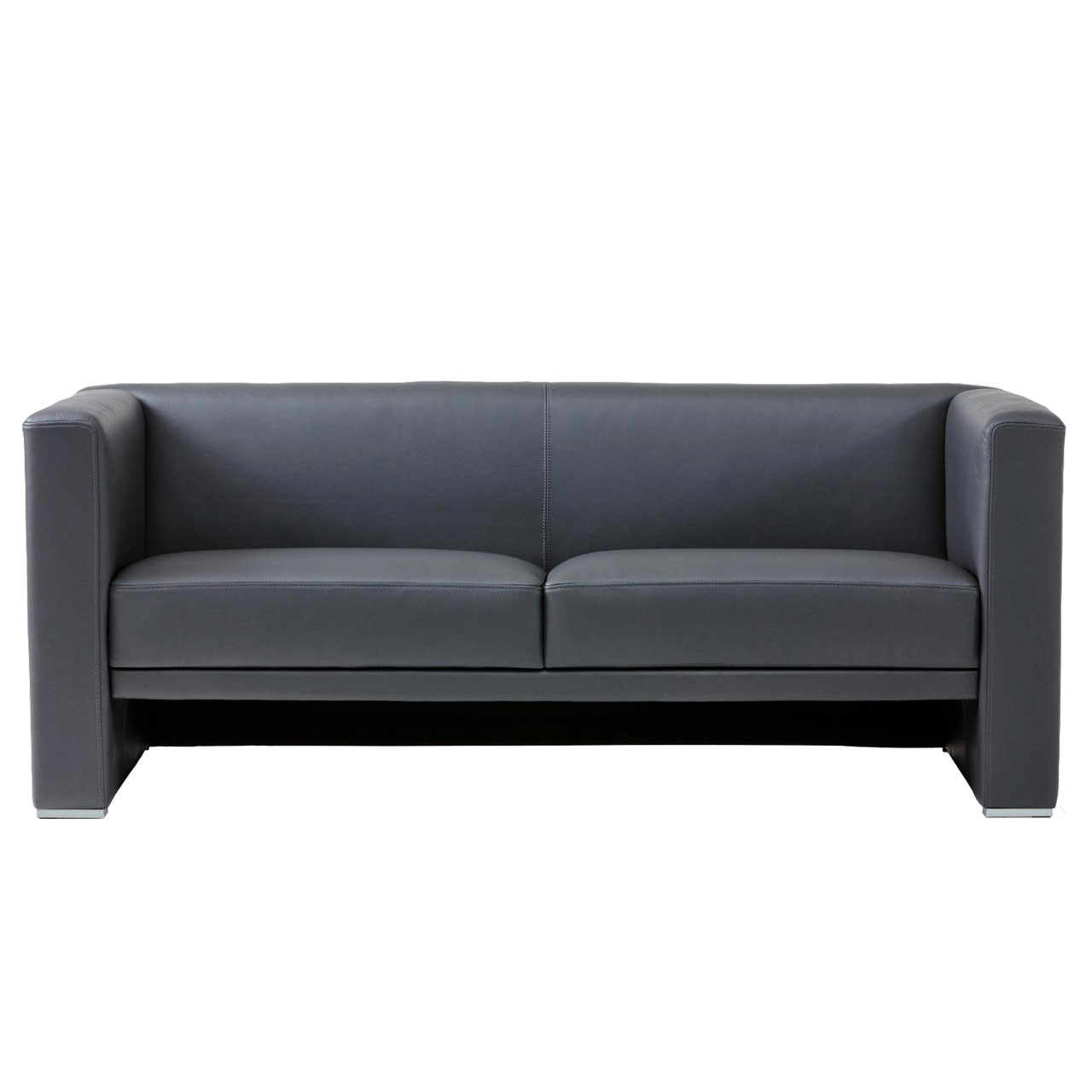 Dunkelgraues Ledersofa.