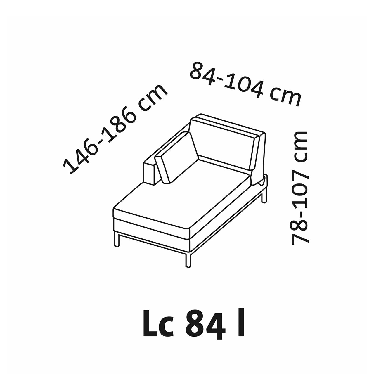 Maßzeichnung brühl tomo compact Longchair