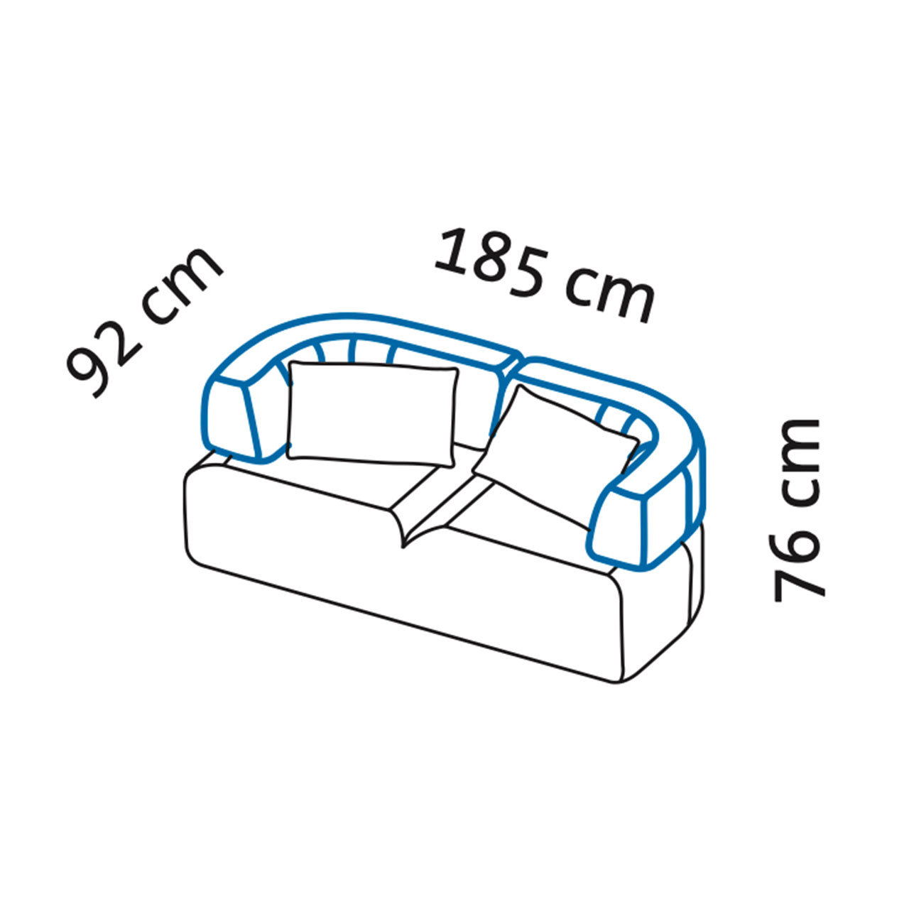 Maßzeichnung für das all together Sofa 73606.