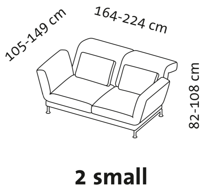 Maßzeichnung brühl moule small Sofa