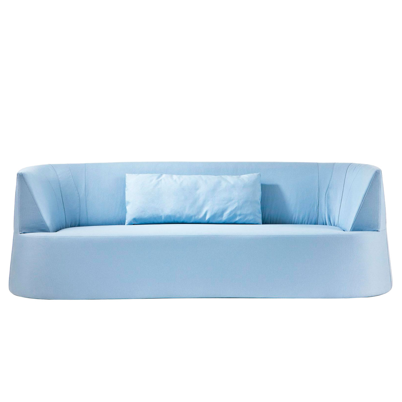 Hellblaues Ledersofa. 