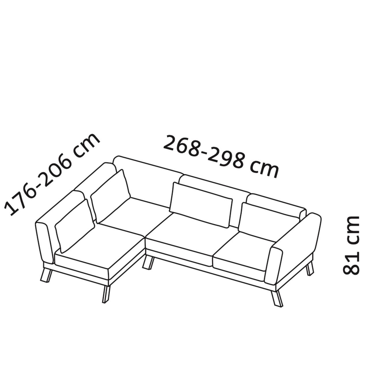 Maßzeichnung brühl lofoten lounge Eckgarnitur