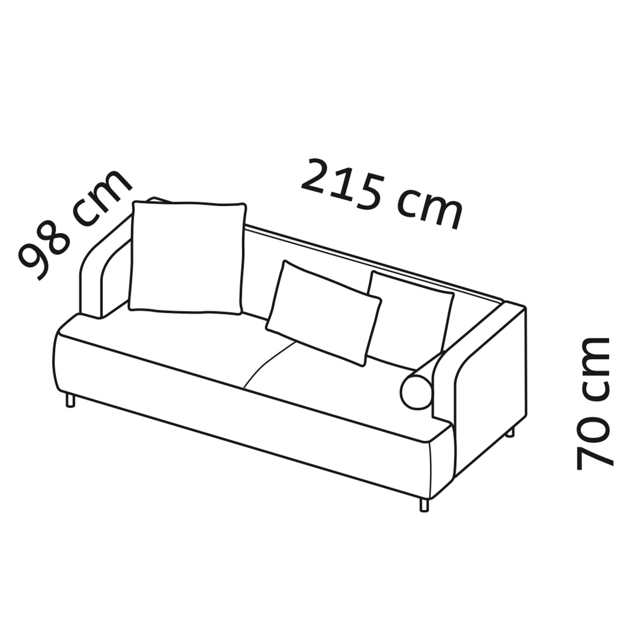 Maßzeichnung brühl aoyama Sofa 3-Sitzer