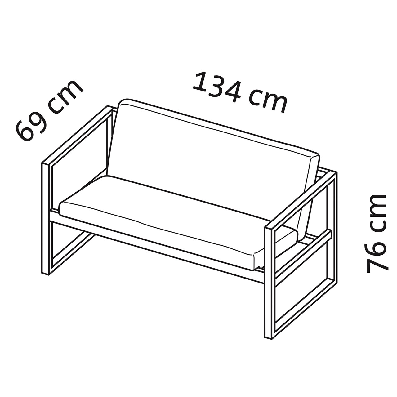 Maßzeichnung für den Sessel grace 68109.