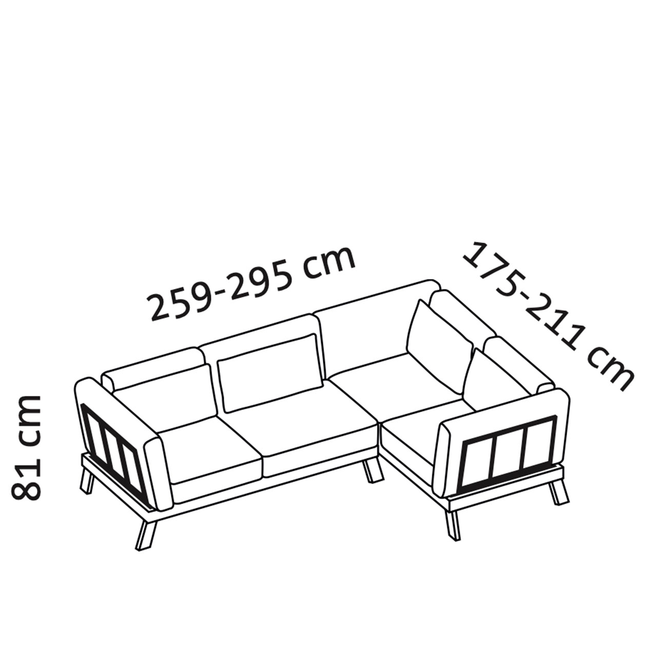 Maßzeichnung brühl lofoten pure Eckgarnitur