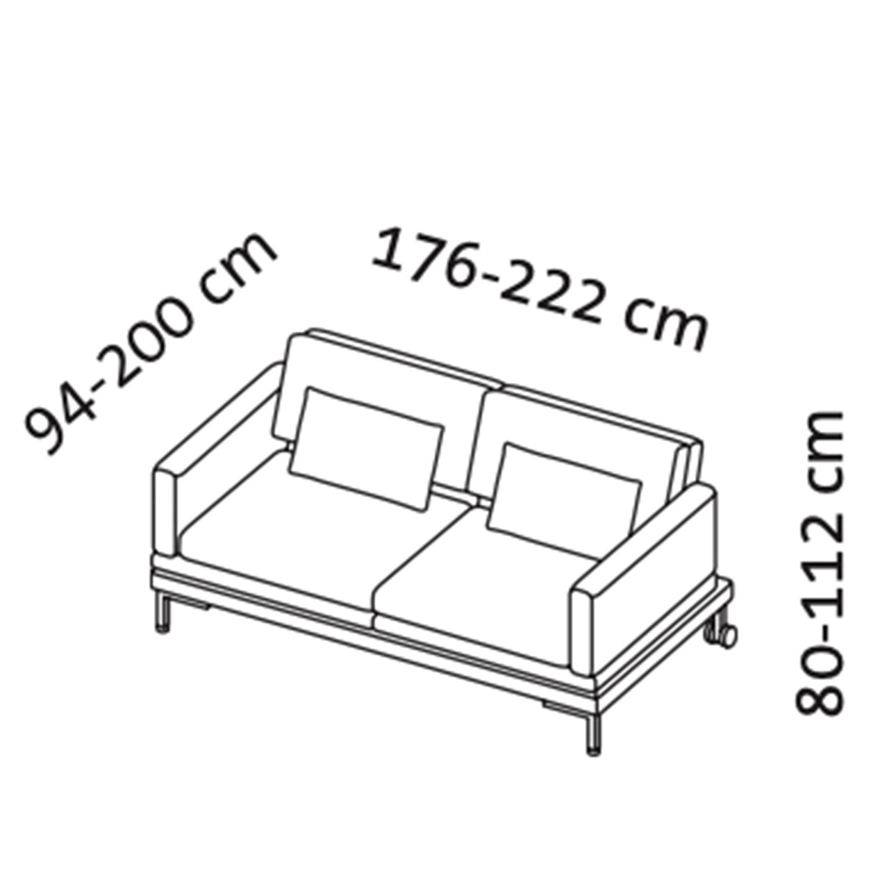 Maßzeichnung für das Bettsofa fold out 72214.