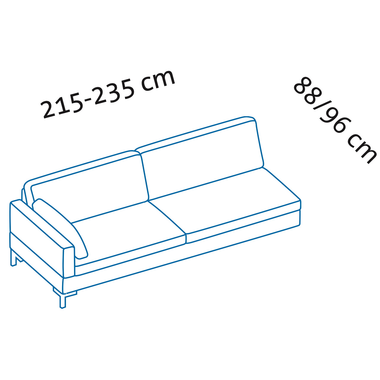 Maßzeichnung alba system Anstellsofa Z1