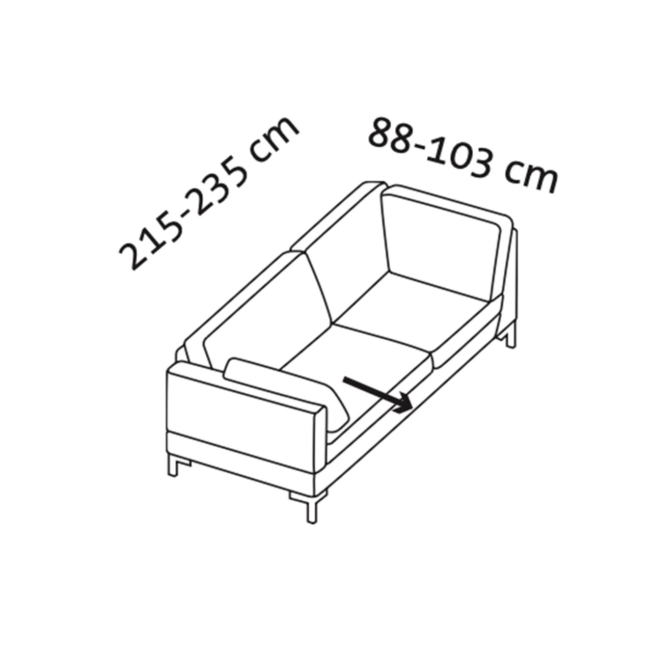 Maßzeichnung alba Eckanbausofa C1