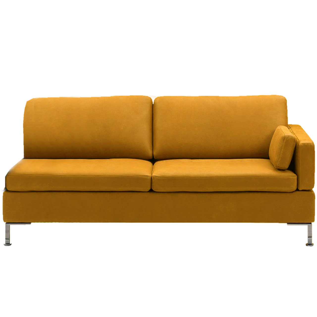 Anstellsofa in caramellfarbenem Leder.