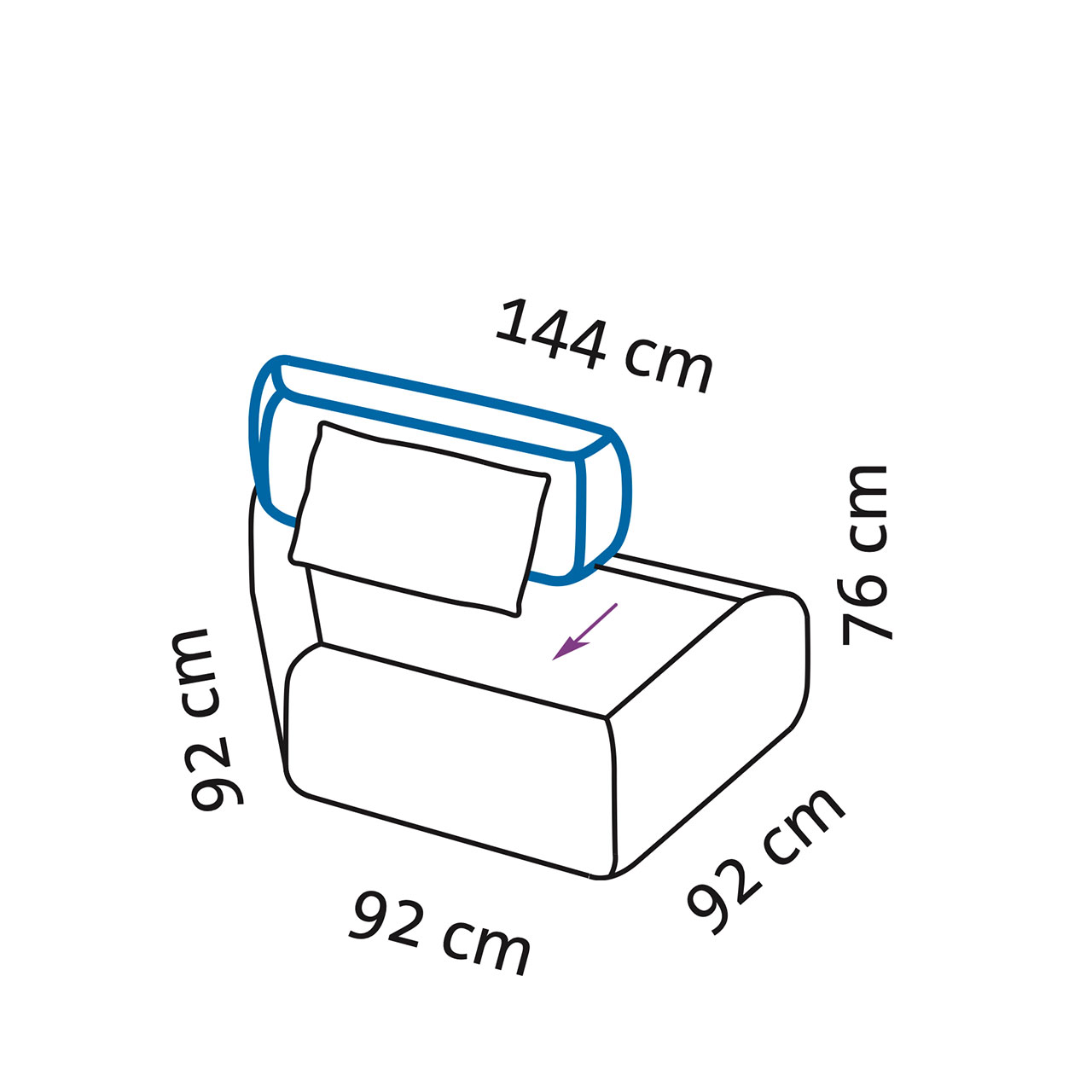 Maßzeichnung für das all together Trapezelement 73677.