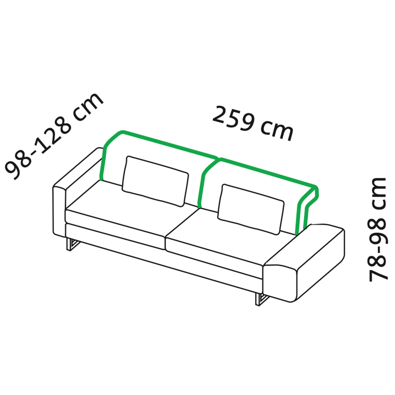 Maßzeichnung brühl embrace Sofa