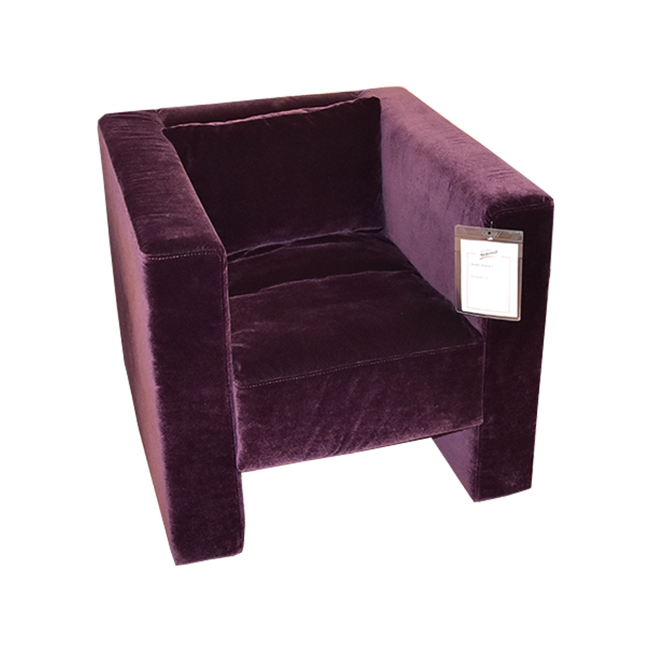 Sessel in Stoff in der Farbe Pflaume.