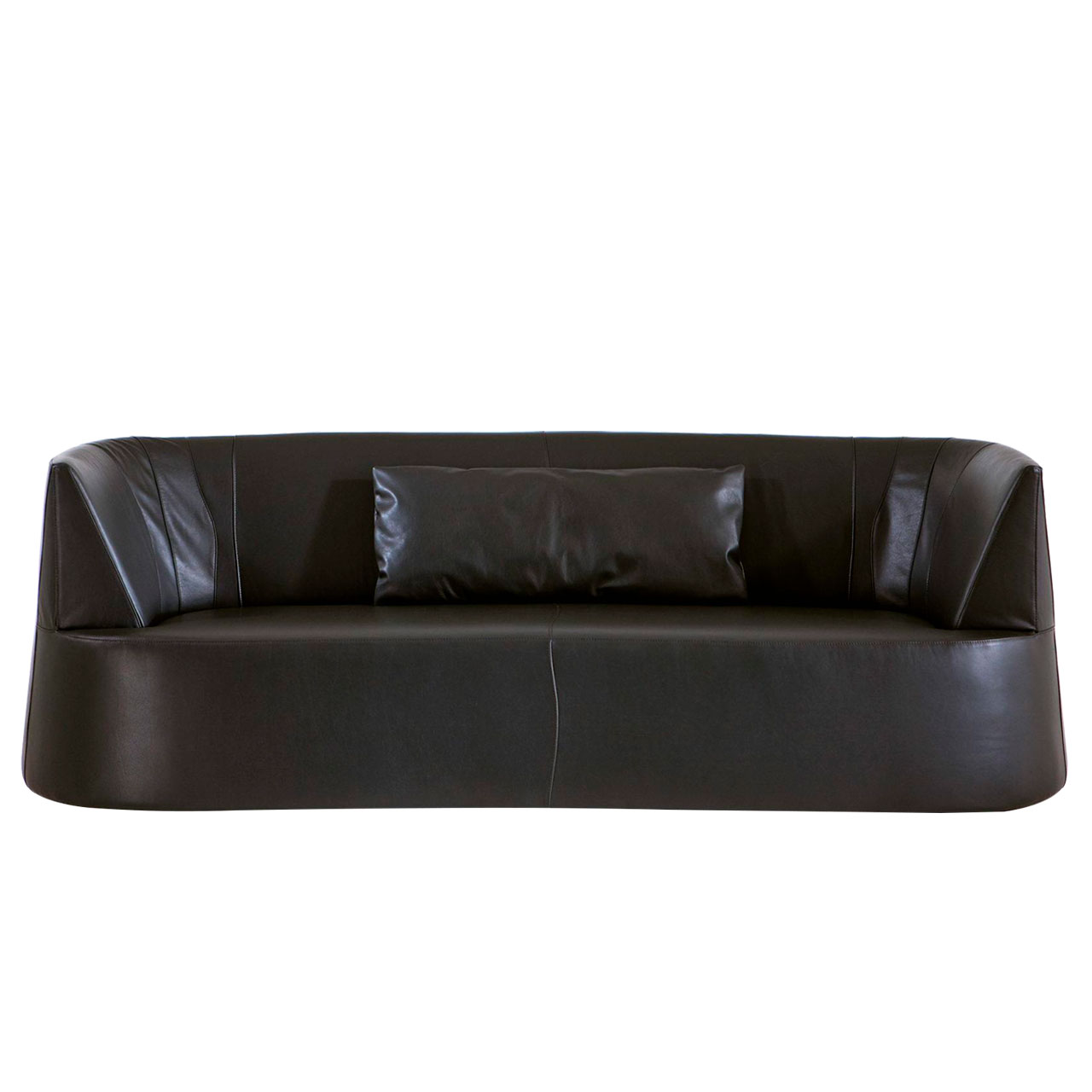 Schwarzes Ledersofa. 
