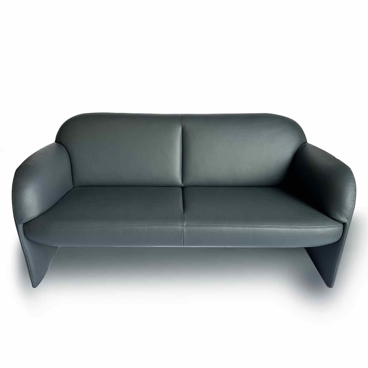 Hohes Sofa aus dunkelgrauem Leder