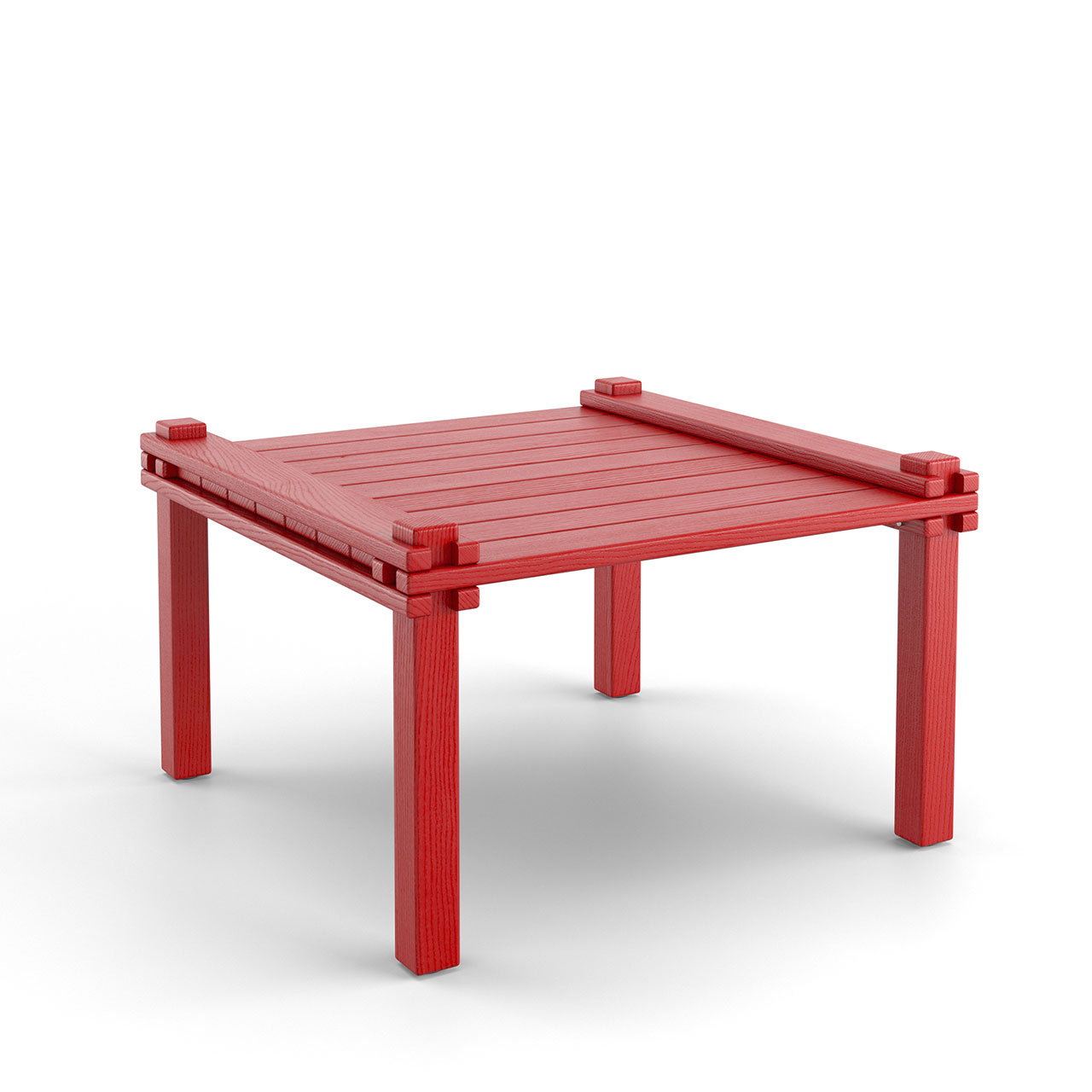 zusammengesteckter Holztisch aus rotem Eschenholz